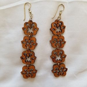 Fun Laser-Cut Wood Earrings in Floral Design